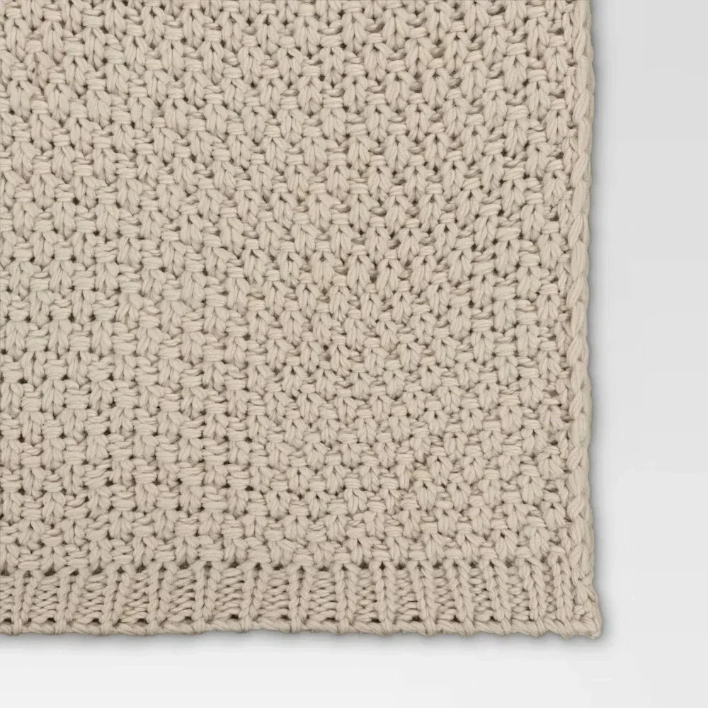 Oversized Recycled Knit Throw Blanket Off-White - Threshold: Midweight Machine